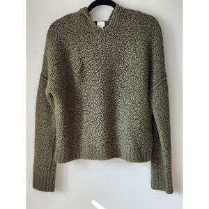 A New Day Wool Blend Fuzzy Green Hoodie Trendy Gorpcore Y2K Sweater Size L A0018